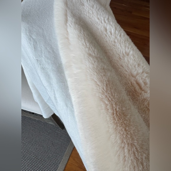 Cream Faux Fur Trim Scarf Elegant - Picture 3 of 10